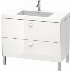 Тумба c раковиной Duravit Brioso, 100х48х70,1 см, напольная, 2 выдвижных ящика, ДСП, цвет: белый глянец /Vero Air, мебельная, прямоугольная, цвет белый, фарфоровая, 1 отверстие под смеситель, без перелива