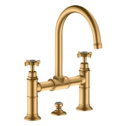 Смеситель для раковины Axor Montreux 220, двухвентильный, с крестообразными рукоятками, поворотный излив, длина излива 17,5 см, керамический, латунь, цвет шлифованная медь, со сливным гарнитуром