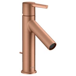 Смеситель для раковины Axor Starck 100 CoolStart, однорычажный, фиксированный излив, длина излива 10,3 см, керамический, латунь, цвет шлифованное красное золото, со сливным гарнитуром