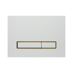 Кнопка смыва KK-POL Aquafiori Diamond прямоугольная, цвет белый/золото матовый, нержавеющая сталь, клавиша управления для сливного бачка, инсталляции унитаза, двойная, механическая, панель, универсальная, размер 245х175х13 мм