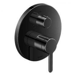 Смеситель для ванны Duravit C.1 однорычажный, 17х17 см, скрытого монтажа, настенный/встраиваемый, круглый, латунный, без излива, керамический, цвет черный матовый, с клапаном обратного тока, без душевого шланга/лейки