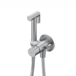 Смеситель с гигиеническим душем IDDIS Axes встраиваемый, однорычажный, керамический, без излива, с гибким шлангом/лейкой, латунь, цвет хром матовый 005BCR0i08