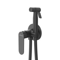 Смеситель с гигиеническим душем Cezares Stylus встраиваемый, однорычажный, керамический, без излива, с гибким шлангом/лейкой, нержавеющая сталь, цвет черный матовый
