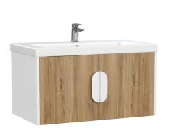 Тумба под раковину Cersanit COMO 80 для COMO 80, подвесная, цвет орех, 2 распашные дверцы, прямоугольная