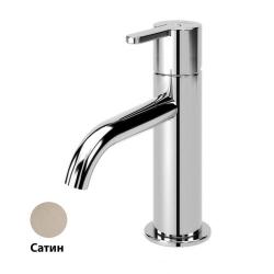 Смеситель для раковины Cezares Leaf, однорычажный, низкий, длина излива 108 мм, неповоротный, керамический, латунь, цвет сатин, с донным клапаном