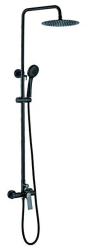 Душевая система настенная LEDEME, 890/1620 мм, цвет черный, комплект: однорычажный смеситель/тропический душ (с верхней лейкой)/лейка/стойка/шланг, латунь