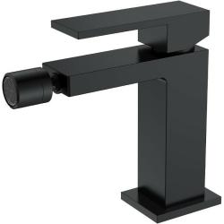 Смеситель для биде Boheme Qubic, однорычажный, неповоротный, керамический, длина излива 125 мм, латунь, цвет черный матовый