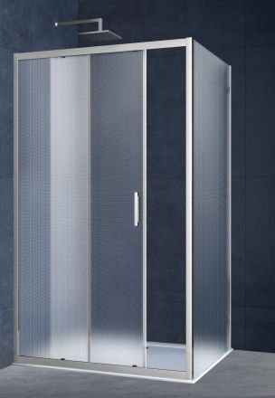 Душевое ограждение Vincea Alpha  120х90х190 см, текстурное стекло, профиль хром, левое/правое, прямоугольное/угловое, дверь раздвижная