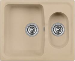 Мойка кухонная Longran Classic, 61,5х50х21 см, две чаши, врезная, искусственный гранит, прямоугольная, цвет колорадо, без отверстия под смеситель, без крыла, слив-перелив, врезная в столещницу, для кухни