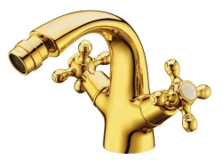 Смеситель для биде Boheme Tradizionale Oro, двухвентильный, неповоротный, керамический, длина излива 120 мм, латунь, цвет золото