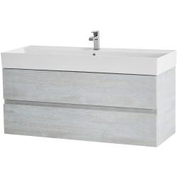 Тумба под раковину Cezares Molveno 46 120, 119.7х50х46 см, подвесная, 2 выдвижных ящика, ЛДСП, цвет: белое дерево, шкафчик навесной, механизм доводчика, прямоугольная