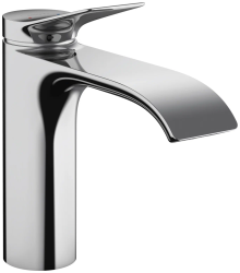 Смеситель для раковины Hansgrohe Vivenis 110, однорычажный, фиксированный, излив короткий, длина 14,6 см, керамический, латунь, цвет хром, с донным клапаном