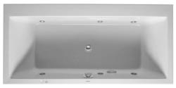 Ванна Duravit Vero 190х90 см гидромассажная, встраиваемая/пристенная, акриловая, цвет: белый, с ножками/сливом-переливом, без фронтальной панели, прямоугольная, с системой гидромассажа Combi-System E, c двумя наклонами для спины