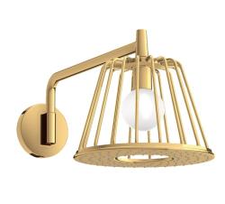Верхний душ AXOR LampShower/Nendo 275 1jet, с держателем, настенный монтаж, круглый, с 1 режимом, размер 27,5 см, металлический, цвет: полированная медь, со встроенным освещением, для душа/ванной
