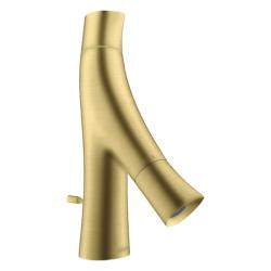 Смеситель для раковины Axor Starck Organic 50, двухвентильный, фиксированный излив, длина излива 10,9 см, керамический, латунь, цвет: шлифованная медь, со сливным гарнитуром