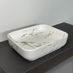 Раковина/умывальник Comforty, 50х39 см, накладная, прямоугольная, санфарфор, цвет мраморный матовый, без отверстия под смеситель, без слив-перелива, умывальник