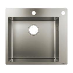 Мойка кухонная Hansgrohe 450, S71 S712-F450, 55х50х19 см, врезная сверху, нержавеющая сталь, прямоугольная, цвет нержавеющая сталь, 1 отверстие под смеситель, 1 отверстие для сливного гарнитура, слив-перелив