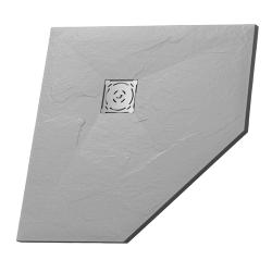 Душевой поддон RGW Stone Tray ST/T-Co, 90х90х2,5 см, пятиугольный, из искусственного камня, низкий, цвет: бетон, с антискользящим рельефным покрытием, без бортика
