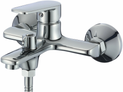 Смеситель для ванны Osgard Platt, однорычажный, настенный, неповоротный, латунный, короткий излив, длина излива 189 мм, керамический, цвет хром