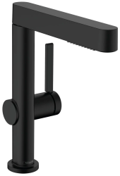 Смеситель для раковины Hansgrohe Finoris 230 2jet, однорычажный, фиксированный/вытяжной излив, длина излива 19,1 см, керамический, латунь, цвет матовый черный, со сливным клапаном Push-Open