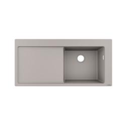 Мойка кухонная Hansgrohe 450, S51, S514-F450, с крылом, 105х51х20,5 см, чаша справа, врезная/встраиваемая сверху, искусственный гранит, прямоугольная, цвет серый бетон, без отверстия под смеситель, слив-перелив