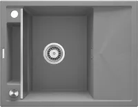 Мойка кухонная Deante Magnetic, 64х50 см, врезная, гранит, прямоугольная, цвет металлический серый, с отверстием под смеситель, с крылом, оборачиваемая, слив-перелив, врезная в столещницу