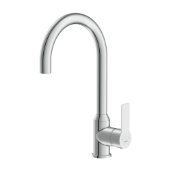 Смеситель для кухни/мойки Cersanit Vibe однорычажный, поворотный излив, керамический, высота 206 мм, длина 176 мм, латунь, цвет глянцевый хром