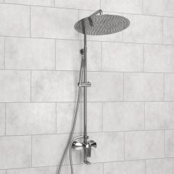 Душевая система WasserKRAFT, высота 800-1130 мм, цвет хром, комплект: однорычажный смеситель/излив/тропический душ (с верхней лейкой)/стойка/лейка/шланг, наружного монтажа