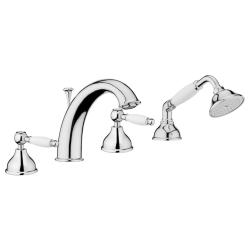 Смеситель для ванны/душа Webert Dorian двухвентильный, на борт ванны, излив 190 мм, неповоротный, латунь, цвет хром