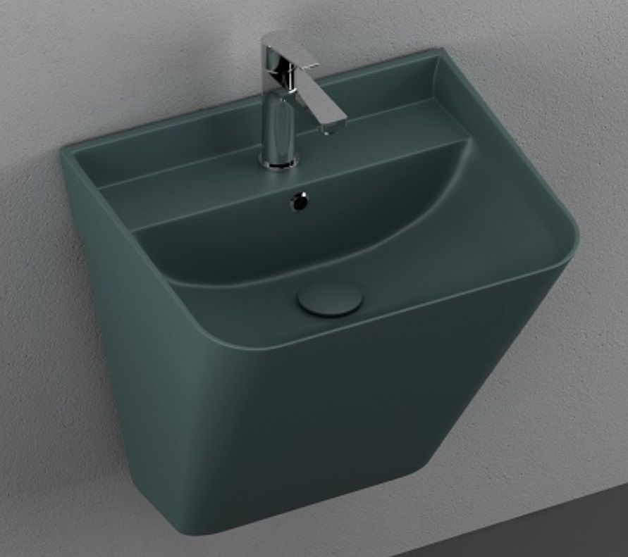 Раковина-моноблок ISVEA Sott’Aqua 10SQ37002SV-2P 50х51,5х42 подвесная, прямоугольная, керамическая/фарфоровая, цвет изумрудный  матовый, с отверстием под смеситель, слив-перелив