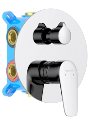 Смеситель для ванны/душа Aquatek Бетта настенный, однорычажный, встраиваемый, 3 режима, без излива, латунь, цвет хром