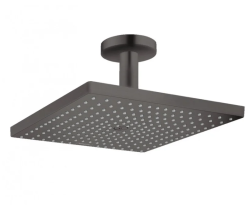 Верхний душ Hansgrohe Raindance E 300 1jet, потолочный монтаж, прямоугольный, с 1 режимом: RainAir, размер 30х30 см, латунь, цвет шлифованный черный хром