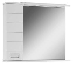 Зеркальный шкаф Домино Cube 80, 804х149х688 мм, с LED/ЛЕД-подсветкой, подвесной, цвет белый, зеркало, 1 распашная дверца, прямоугольный, левый, левосторонний