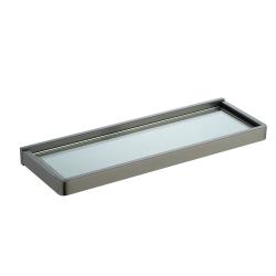 Полка стеклянная ABBER Westen одинарная, 400 мм нержавеющая сталь/стекло, настенная, для ванных принадлежностей, под зеркало, в ванную/туалет/душевую кабину, цвет стекло прозрачное/никель