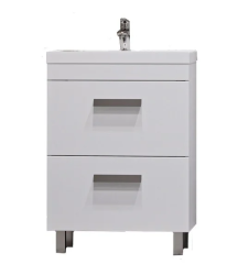 Тумба под раковину Velvex Orlando 60, 595х445х799 мм, напольная, цвет белый матовый, 2 выдвижных ящика, подходит раковина Classica 60, правая/левая, правосторонняя/левосторонняя/универсальная, в ванную комнату