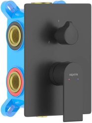 Смеситель для ванны/душа Aquatek Лира настенный, однорычажный, встраиваемый, 3 режима, без излива, латунь, цвет черный матовый