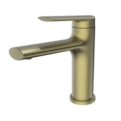 Смеситель для раковины/умывальника Splenka S50.10.03 однорычажный, неповоротный, фиксированный излив, длина 128 мм, высота 114 мм, латунь, цвет золотой сатин