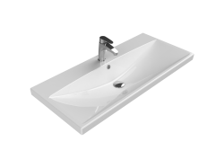 Раковина BelBagno Marino-Cer 100, 100х45х5 см, полувстраиваемая, прямоугольная, цвет белый, керамическая, с отверстием под смеситель, слив-перелив, умывальник