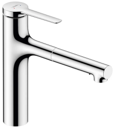 Смеситель для кухни/мойки Hansgrohe Zesis M33, 160 sBox lite 2jet, однорычажный, керамический, с поворотным/вытяжным изливом, длина 23,1 см, латунь, цвет хром