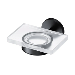 Мыльница настенная AM.PM X-Joy, цвет: черный матовый, металл/стекло, прямоугольная, для душа/ванны/мыла, в ванную комнату, под мыло, мыльница