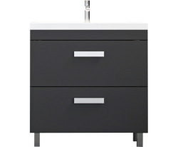 Тумба под раковину Velvex Orlando 800-0-2, 799х445х799 мм напольная, цвет графит, 2 выдвижных ящика, подходит раковина Madera Classica rkCla.80-81, универсальная, в ванную комнату
