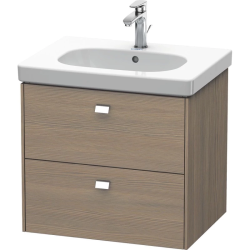 Тумба под раковину Duravit Brioso, 62х46,9х56,3 см, подвесная, 2 выдвижных ящика, ДСП, цвет: дуб терра/хром, шкафчик навесной, механизм доводчика, прямоугольная, правая/левая, в ванную комнату