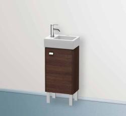 Тумба под раковину Duravit Brioso, 36,4х23,9х57 см, напольная, цвет: каштан темный/хром, 1 распашная дверца/одностворчатая, стеклянная полка, ДСП, прямоугольная, правая, в ванную комнату