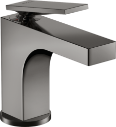 Смеситель для раковины/умывальника Axor Citterio 90, однорычажный, с рычаговой рукояткой, фиксированный излив, длина излива 11,2 см, керамический, латунь, цвет полированный черный хром, со сливным гарнитуром