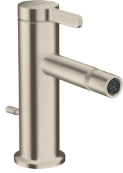 Смеситель для биде Axor One однорычажный, керамический, фиксированный излив, длина 11,3 см, латунь, цвет шлифованный никель, без шланга/лейки, со сливным гарнитуром