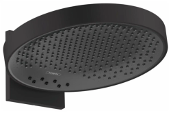 Верхний душ Hansgrohe Rainfinity 360 3jet, настенный монтаж, круглый, с 3 режимами: PowderRain, Intense PowderRain, RainStream, размер 36 см, алюминий, цвет матовый черный/графит