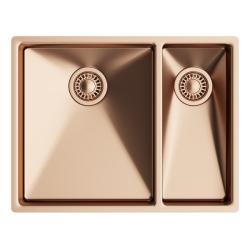Мойка 440х570 см TopZero серия TNL/Color X, цвет медь, 1,5 чаши, универсальная, из нержавеющей стали, матовая, прямоугольная, отверстие под смеситель, слив-перелив, для кухни,