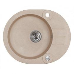 Мойка кухонная ALVEUS ROLL 40 GRANITAL BEIGE-G55M 59,5x47,5x16 см, врезная, с крылом, искусственный гранит, круглая, цвет бежевый, с отверстием под смеситель и клапан автомат, в комплекте с сифоном 1105296