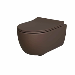 Унитаз подвесной Ambassador Abner, коричневый матовый, горизонтальный (в стену) выпуск, без сиденья в комплекте, безободковый, антивсплеск, под скрытый бачок