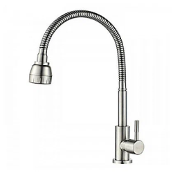 Смеситель для кухни/мойки LEDEME для холодной воды, однорычажный, поворотный, гибкий излив, керамический, нержавеющая сталь, цвет сталь